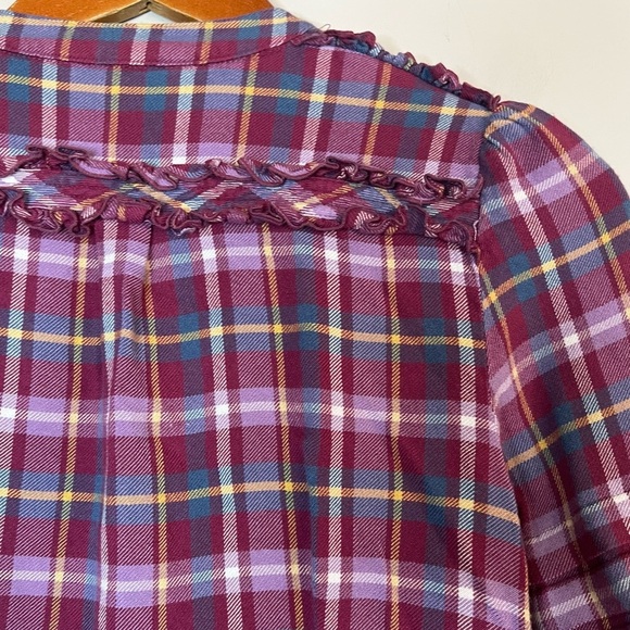Matilda Jane All Day Millie Plaid Popover Top Blouse Sz S - Picture 7 of 8